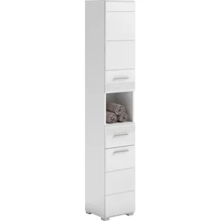 INOSIGN Hochschrank INOSIGN "Malmö, Breite 30 cm, 2 Türen, 1 Schubkasten, 1 offenes Fach, MDF-Front", weiß (weiß, weiß hochglanz), B:30cm H:182cm T:31cm, FSC-zertifizierter Holzwerkstoff, Schränke, Hochschrank, in verschiedenen Farben erhältlich, Badmöbel, 