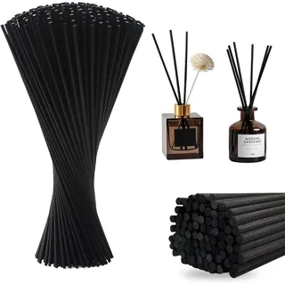 100 Stück Rattanstäbchen für Raumduft 40 cm x 4 mm, Duftstäbchen Nachfüllpack Aroma Diffuser Stäbchen Diffuserstäbchen für ätherische Öle im Home Office Hotel Spa (Schwarz)