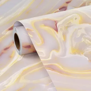 FunStick Selbstklebende Tapete Rosa Gold Marmor Tisch Arbeitsplatte Folie Küche Tapeten Flüssiger Marmor Klebefolie Möbel Badezimmer Küche Selbstklebende Folie Marmoroptik Rosa Gold Tapeten 30CMx5M