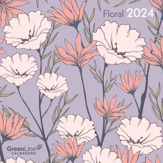 GreenLine Floral 2024 - Wand-Kalender - Broschüren-Kalender - 30x30 - 30x60 geöffnet - Blumen, Klein
