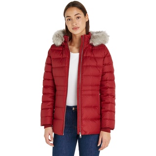 Tommy Hilfiger Damen Daunenjacke Down Jacket With Fur Winter, Rot (Rouge), S