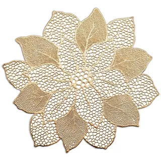 Zeller 26917 weihnachtliches, schickes Platzset Flower, PVC, Gold