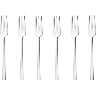 Sambonet 52562A55 Gabeln, Dessertgabel-Set, Kuchengabeln, Kuchengabel Set aus Edelstahl 18/10, 6-Teilig, Spülmaschinenfest, Silber / Schwarz