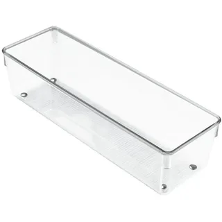 iDesign Drawer Organizer, langer Kunststoff-Schubladeneinsatz für Bad oder Küche, praktischer Schubladen-Organizer für Make-up, Küchenzubehör und Büromaterial, klar, 10 cm x 30,5 cm x 7,5 cm