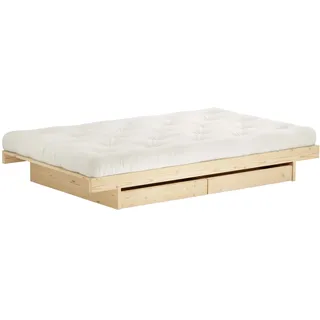 Karup Design Kanso Bett mit Schubladen, 90 x 200 cm, Kiefer natur),