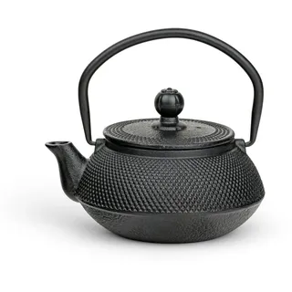 Bredemeijer Japanische Teekanne mit Siebeinsatz Jang 0,5 Liter- Schwarz | Gusseisen Teekanne Isoliert, Teezubereiter mit emaillierter Innenseite, Tropffreier Ausguss