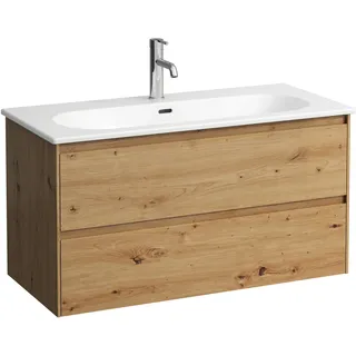 LAUFEN LUA Set LANI Komplettset, Waschtisch 1 Hahnloch inklusive Waschtischunterschrank, 1000x515x440mm, H8600882671041, Farbe: Wildeiche