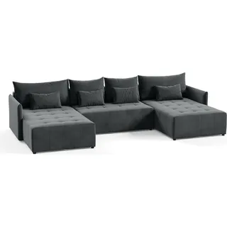 MEBLITO Ecksofa Big Sofa Eckcouch mit Schlaffunktion Molo U Form Couch Sofagarnitur Kronos 7 - Grau