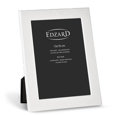 EDZARD Bilderrahmen Altamura für Foto 13 x 18 cm, edel versilbert, anlaufgeschützt, mit Samtrücken, inkl. 2 Aufhängern, Fotorahmen zum Stellen und Hängen