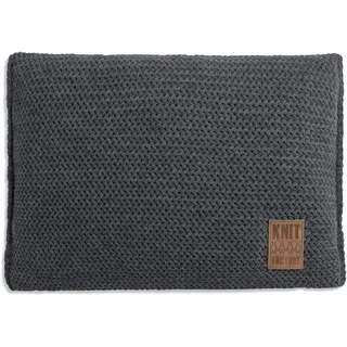 KNIT FACTORY - Maxx Kissen - Anthrazit - 60x40 cm | Sofakissen mit Füllung und Bezug - Couchkissen - Zierkissen - Grob gestrickter Dekokissen - Zeitloses Design