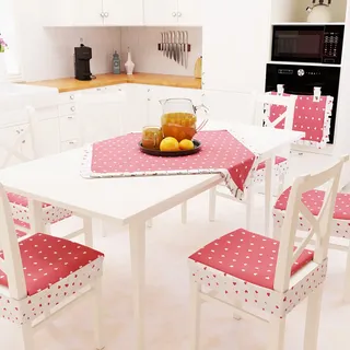 PETTI Artigiani Italiani - Moderne Tischdecke, Tischläufer für Küche und Wohnzimmer, 1 Tischläufer aus Baumwolle 90 x 90 cm, rote Herzen, 100 % Made in Italy