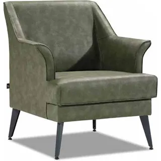 Sessel 1 Sitzer Wohnzimmer Moderne Design Möbel Grün Lounge Club Leder - Grün