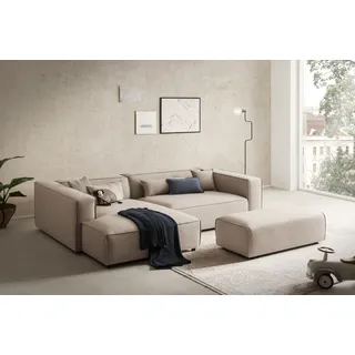 LeGer Home by Lena Gercke »PIARA XXL, L-Form mit Schlaffunktion, Big-Sofa in Cord o. Leinenoptik«, Hocker stellbar zum Schlafsofa (Krokodilverbinder), tiefe Sitzfläche