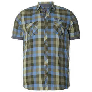 Kurzarmhemd JAN VANDERSTORM "Kurzarmhemd THIADE", Herren, Gr. 6XL, weit, blau (türkis kariert), Obermaterial: 100% Baumwolle CO., Hemden Kurzarmhemd