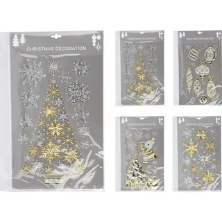 Dekorative Aufkleber Sterne 24 Stück – selbstklebend, wiederverwendbar, gold & silber, Fenster- & Wanddeko Weihnachten - Gold, Silber