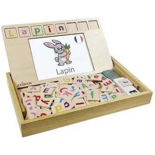 LEXIBOOK - Bio Toys Schule der Worte, zweisprachig Französisch/Englisch, Holz, 50 Karten, Alphabet, Lernspiel, EDU100i1