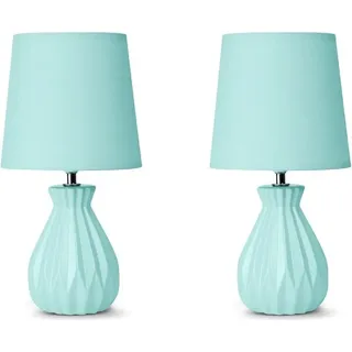 KONSIMO 2er Set Tischlampen "SOTER", Mint, Keramik - Türkis
