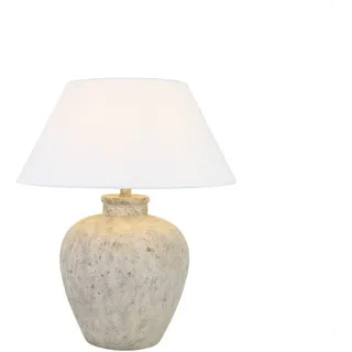 HOME DELUXE Große Tischlampe in Steinoptik LENE - Weiß | Tischleuchte Schreibtischlampe Nachttischlampe - Weiß