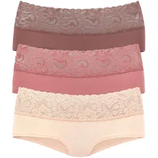 Vivance Panty, (Packung, 3 St.), aus elastischer Baumwolle mit floraler Spitze, bunt