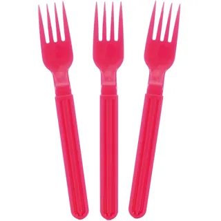 GioStyle 3er-Set Gabeln aus lebensmittelechtem Kunststoff | 19 cm | Fuchsia | Made in Italy | Perfekt für Partys, Picknicks, Camping | Linie Trippy