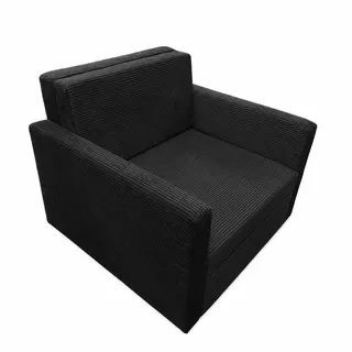 Sessel BETO - Schlafsessel Klappsessel mit Schlaffunktion – Cord Schwarz - Schwarz