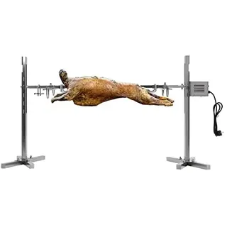 Lightakai Edelstahl Grillspieß, 53" Elektrischer Universal Drehspieß mit 25W Motor, Höhenverstellbar - 30kg Max Belastung