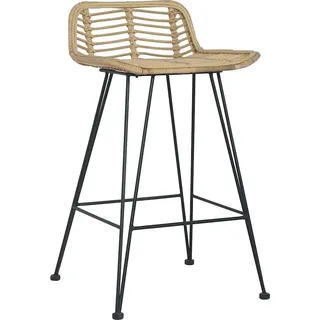 vidaXL Barhocker 2 Stk. Rattan Natur - Braun