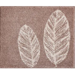 Grund Bidet-Vorleger , Taupe , Textil , Blätter , rechteckig , 55x65 cm , Oeko-Tex® Standard 100, Made in Europe , rutschfest , Heimtextilien, Badtextilien, Badematten