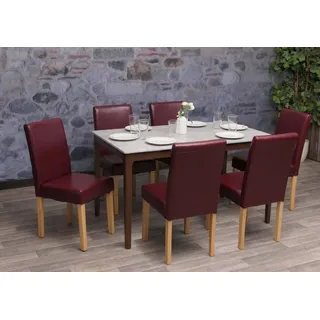 6er-Set Esszimmerstuhl Stuhl Küchenstuhl Littau Kunstleder, rot, helle Beine - Rot