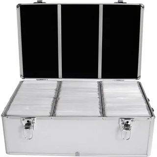 MediaRange Archivierungskoffer für 500 Discs, Aluminium-Optik, mit Einhängetaschen, Silber,