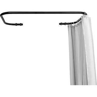 Sasko Duschvorhangstange Duschstange Duschvorhang U-Form Asymmetrisch Aluminium Stabile Belastbarkeit 25 kg Gardinenstange für Vorhang für Badewanne & Dusche Wandmontage - Schwarz - 100x120x100 cm
