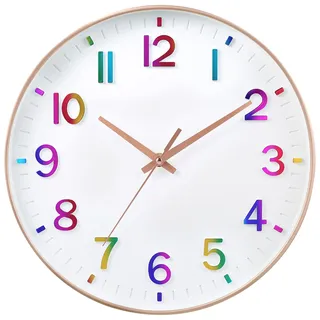 HZDHCLH Funk Wanduhr 30 cm Lautlose Wanduhr Ohne Tickgeräusche, Moderne Batteriebetriebene Uhr für Zuhause, Küche, Wohnzimmer, Büro, Wanddekoration (Roségold)