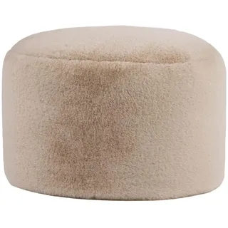 I.C.O.N. Icon Milano Hocker, Beige, Kaninchen Kunstfell Stoff, Sitzsack Stuhl, Sitzpuff, Pouf Hocker mit Füllung, Fußhocker für das Wohnzimmer, Deko Wohnzimmer