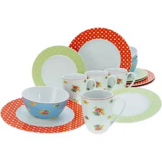 CreaTable Emily Kombiservice 16-tlg. romantisches Blumendekor