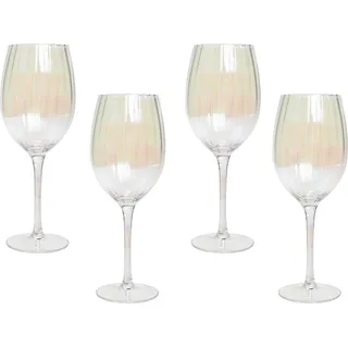 BELIANI Rotweingläser 4er Set Transparent Schimmernd Geriffelt 530 ml 53 cl Fassungsvermögen Mundgeblasen Glaswaren Gläser - Transparent