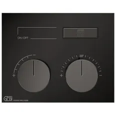 Gessi HI-FI, Fertigmontageset Unterputz-Thermostat mit Tasten-Bedienung mit 1 Ausgang, 63002, Farbe: Metall Schwarz PVD