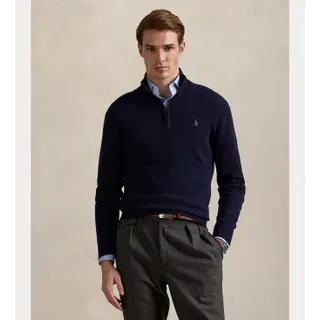 Polo Ralph Lauren für Herren. 710876756001 Fleecepullover mit kurzem marinefarbenem Reißverschluss (XL), Lässig, Wolle