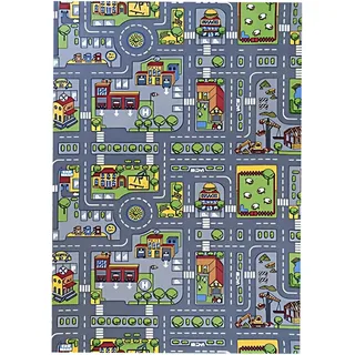 RQcMid Spielteppich straße, Straßenteppich, Spielteppich Straßenteppich Autoteppich, Vielseitige Spielmatte mit Stadtmotiv, Ideal für Innenräume, Maße 50 x 80 cm