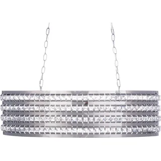 BELIANI Hängeleuchte Silber Metall 2-flammig ovaler Schirm mit Kristallen aus Acrylglas Moderner Glamouröser Stil für Wohn- Schlaf- und Esszimmer - Silber