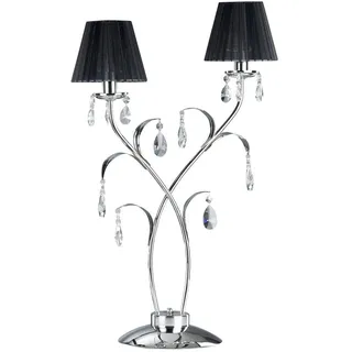 Kristall-Tischleuchte , Schwarz, Chromfarben , Metall, Glas, Textil , 70 cm , Lampen & Leuchten, Innenbeleuchtung, Tischlampen, Tischlampen