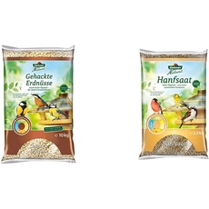 Dehner Natura Wildvogelfutter, gehackte Erdnüsse, 10 kg & Natura Wildvogelfutter, Hanfsaat, 2,5 kg