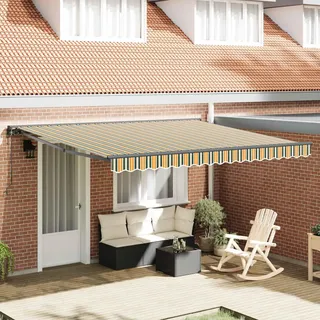 vidaXL Markisenstoff mit Grün und Weiß 400 x 350 cm Polyester - Grün