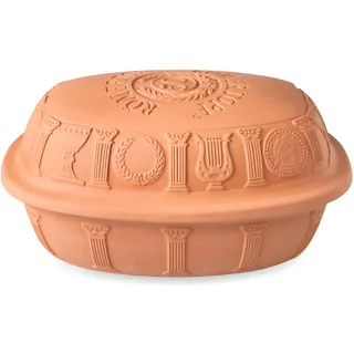 Römertopf Bräter 50 Jahre Jubiläums-Edition, 5 Liter Gänsebräter aus Naturton, ofenfest, hitzebeständig, Dampfgarprinzip für saftige Braten, ideal für Festtagsessen bis 8 Personen