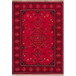 VIMODA Teppich ROYAL Dunkelrot im Vintage-Orient Stil“– Hochwertig & Pflegeleicht,Maße:200x290 cm;Farbe:Red5