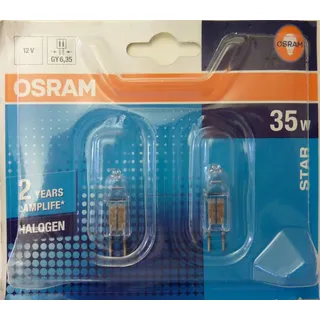 Osram HaloStar Halogen-Niedervoltlampe, GY6.35-Sockel, dimmbar, 12 Volt, 35 Watt - Ersatz für 50 Watt, Warmweiß - 2900K, 2er-Pack