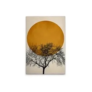 A.S. Création Leinwandbild Baum mit Mond Gold Schwarz - Wandbild in Gold, Beige - 40 x 60 cm - DD131778