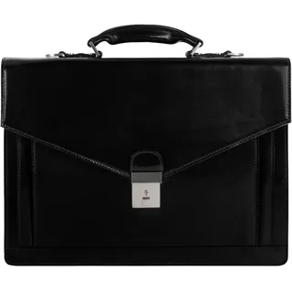 Time Resistance Aktentasche für Herren, 100% Leder – handgefertigt in Italien – Arbeitstasche – Laptoptasche – Businesstasche – stylische Umhängetasche (Schwarz)