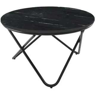 Mid.you Couchtisch , Schwarz , Metall, Stein , Rundrohr , 46x80x80 cm , Wohnzimmer, Wohnzimmertische, Couchtische, Couchtische Keramik