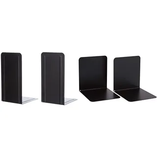 ALCO-Albert 4303-11 Buchstützen aus Metall 130x240x140 mm, 2 Stück, schwarz & -Albert 4302-11 - Buchstützen aus Metall, 130 x 140 x 140 mm, schwarz, 1 Paar