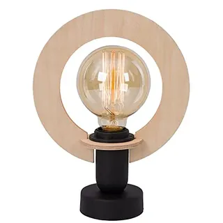Homemania HOMAX_4907 Tischlampe, Natur, Schreibtischlampe, Büro, Nachttischlampe, Metall, Holz, schwarz, 20 x 20 x 26 cm, 1 x E27, 60 W